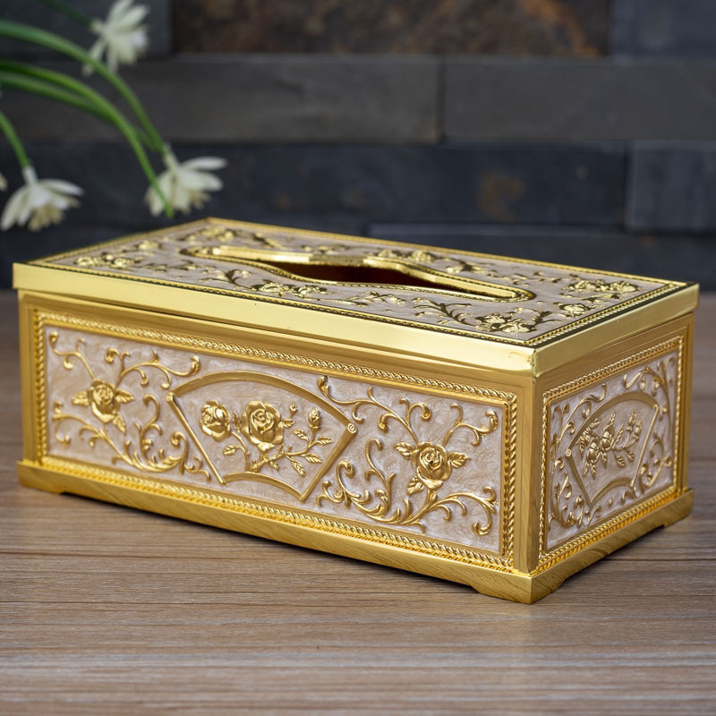 Zinc alloy high-grade European living room hotel club KTV facial tissue box tissue box holder metal tissue box