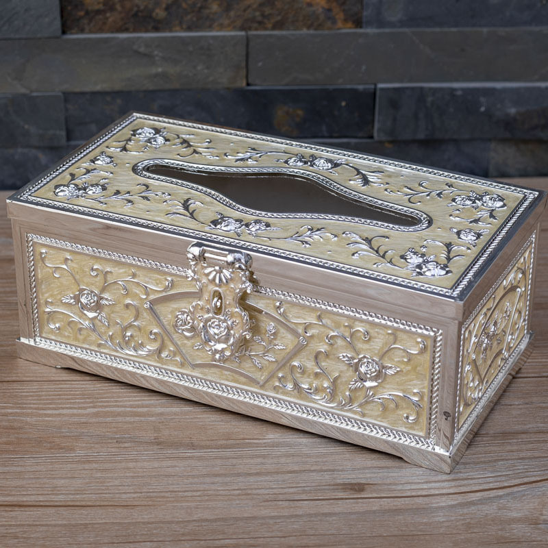 Zinc alloy high-grade European living room hotel club KTV facial tissue box tissue box holder metal tissue box