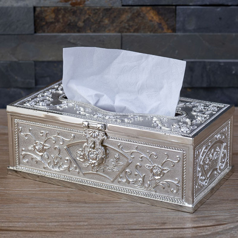 Zinc alloy high-grade European living room hotel club KTV facial tissue box tissue box holder metal tissue box