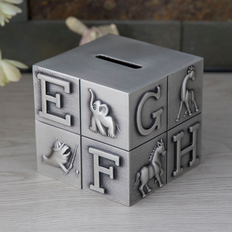 Metal European square Rubik's Cube change jar Children's cartoon coin piggy bank money saving box safe box for money