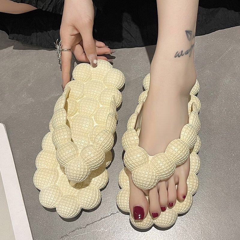 New Design Big Size Message Bottom Women Bubble Slides Outdoor Ladies Footwear PVC Slippers Unisex Open Toe Flip Flops