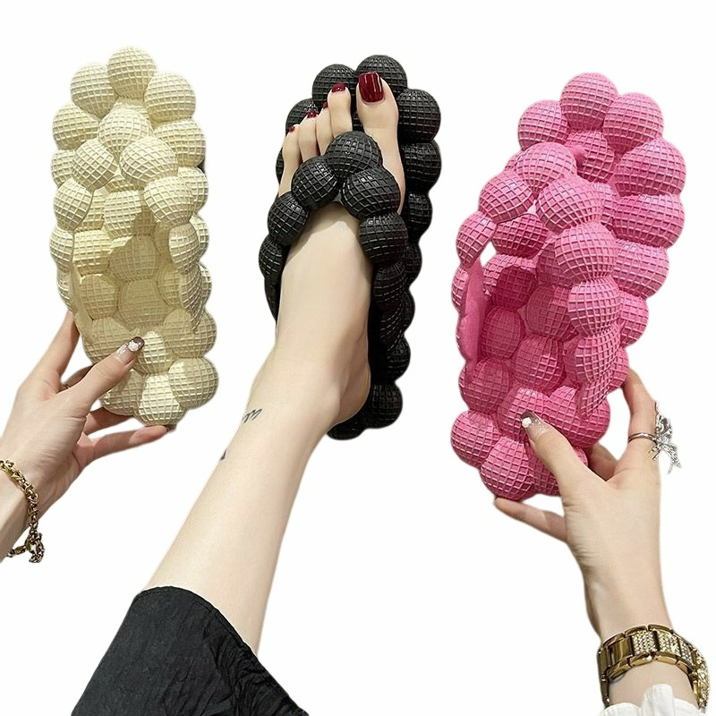 New Design Big Size Message Bottom Women Bubble Slides Outdoor Ladies Footwear PVC Slippers Unisex Open Toe Flip Flops