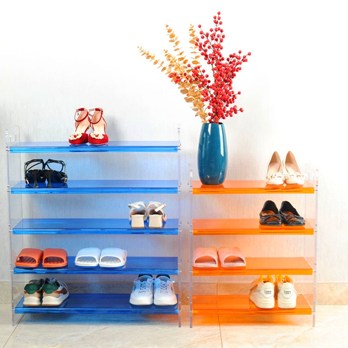 Home Acrylic Multi-Layer Shoe Rack Transparent Display Organizer for Efficient Shoe Storage in Entrance Foyer