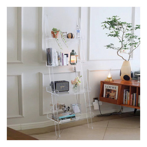 Luxury Acrylic Wall Bookshelf Floor to Ceiling Light Display Rack for Storing Multi-Layer Creative Minimalist Books Living Room