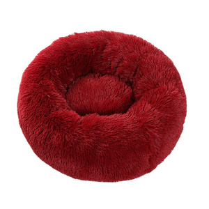 Dog Bed Long Plush Donut Basket Calming Cat Beds Hondenmand Pet Kennel House Soft Fluffy Cushion Sleeping Bag Mat for Large Dogs