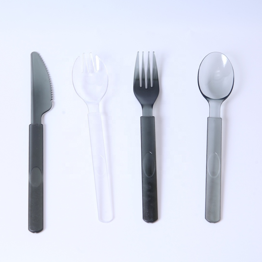 Disposable plastic ice cream scoop thickened transparent knife and fork spoon frosted handle fork