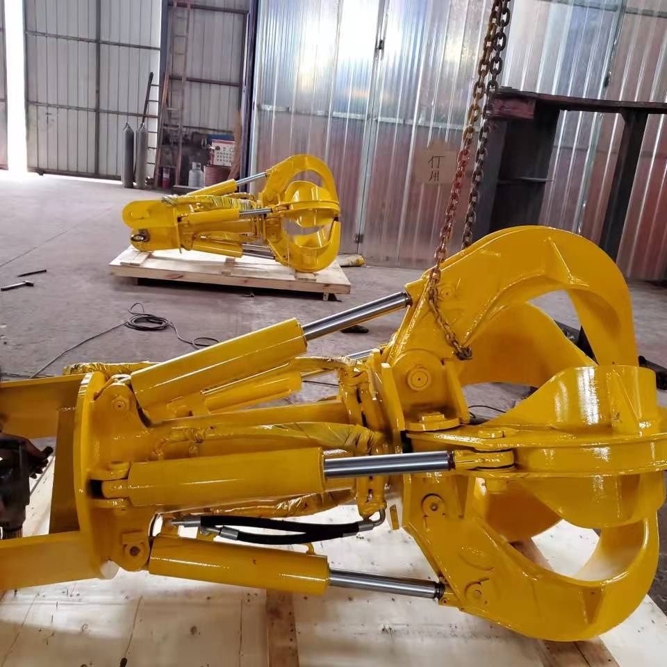 6 cubic meters of yellow hydraulic orange peel grab bucket can be used for heavy materials