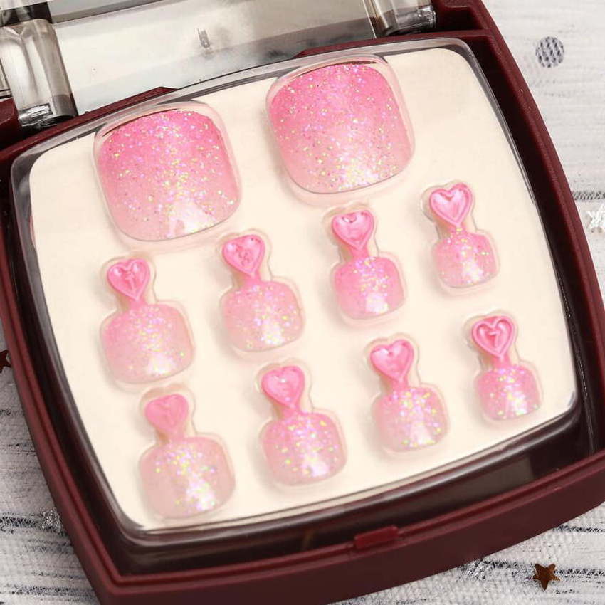 Fake Clear Acrylic Luxury Press On Nails Toe Nails Design Rhinestone Toenail Press On Nail