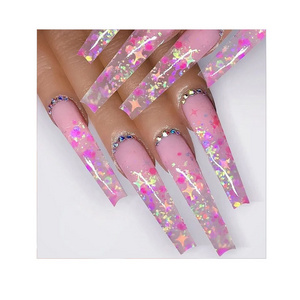 Long Ballerina Coffin Glue On False Nails Artificial Nails Press On Nails