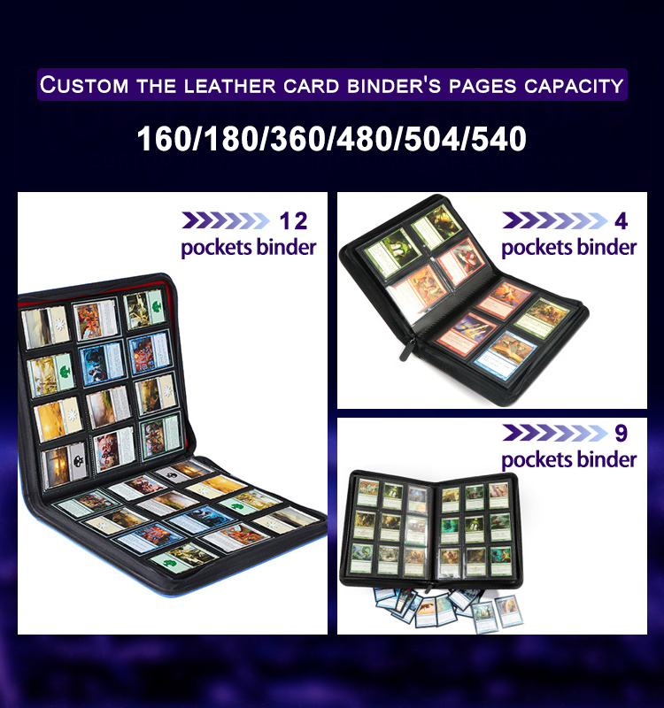 12 Pockets Top loader Binders PU Folder Game Leather Tcg MTG Yu-Gi-Oh Trading Card Album Toploader Binder