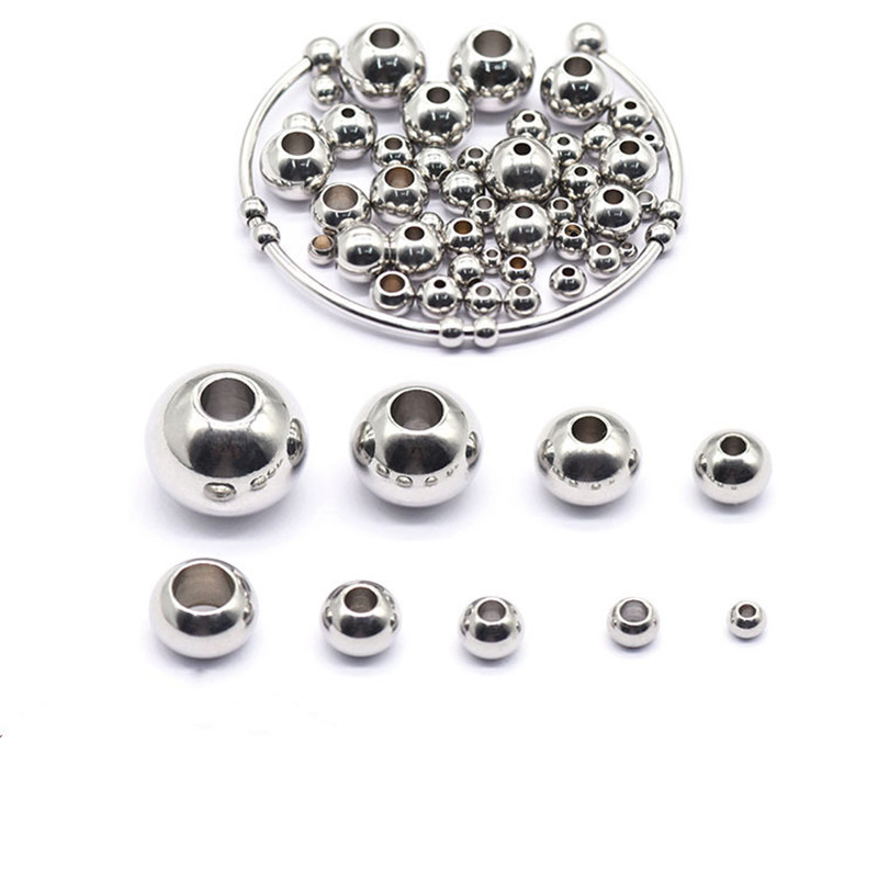 2mm 2.5mm 3mm 4mm 5mm 6mm 7mm 8mm 10mm 12mm Stainless Steel Round Loose Spacer Beads for Women Bracelet Jewelry Making Findings