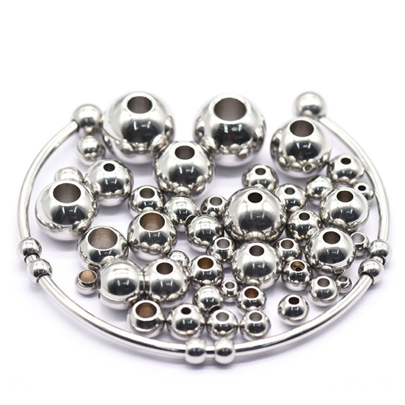 2mm 2.5mm 3mm 4mm 5mm 6mm 7mm 8mm 10mm 12mm Stainless Steel Round Loose Spacer Beads for Women Bracelet Jewelry Making Findings