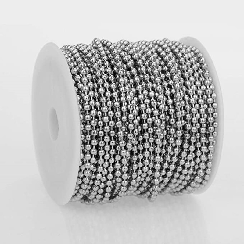 1.2mm 1.5mm 2mm 3mm 3.5mm 4mm 4.5mm 5mm 6mm 8mm 10mm 12mm High Polished Stainless Steel Round Ball Chain DIY Beaded Chain