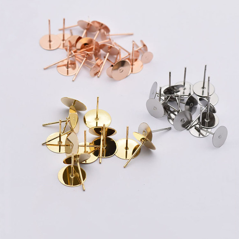 DIY Hypoallergenic Stainless Steel Flat Pad Blank Earring Pin Studs Findings for Earrings Making