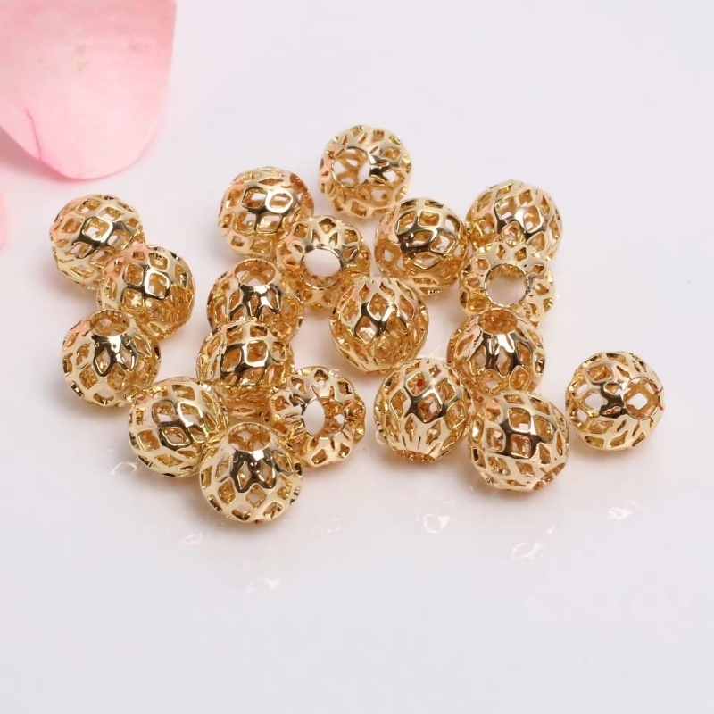 4MM-12MM Skeleton Balls 14k Gold Filled Spacer Beads Handmade Beading Jewelry Accessories Loose Beads Wholesale