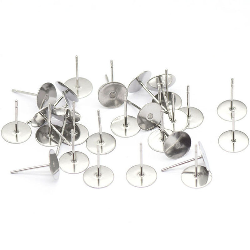 DIY Hypoallergenic Stainless Steel Flat Pad Blank Earring Pin Studs Findings for Earrings Making