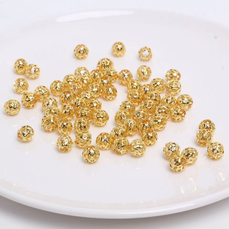 4MM-12MM Skeleton Balls 14k Gold Filled Spacer Beads Handmade Beading Jewelry Accessories Loose Beads Wholesale