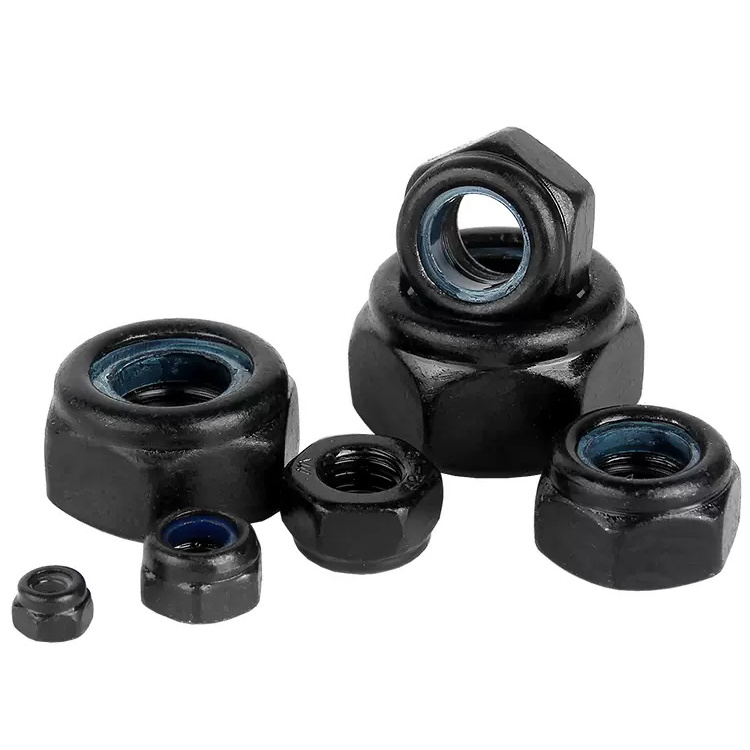 metal fasteners Carbon steel black hex locknut DIN 982 nylon insert lock nut