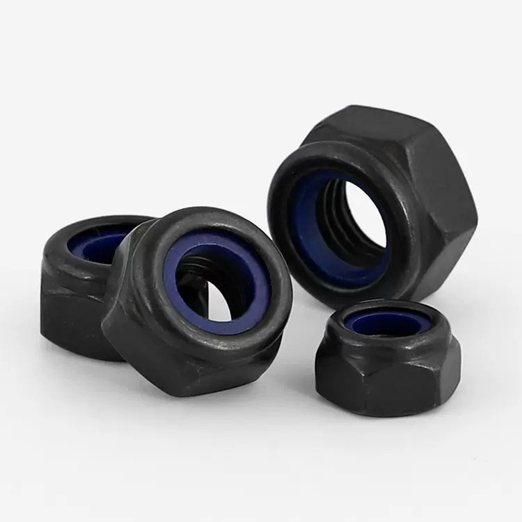 metal fasteners Carbon steel black hex locknut DIN 982 nylon insert lock nut