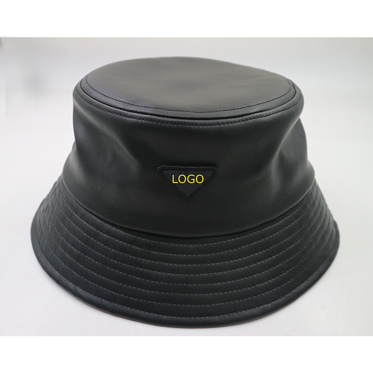 Women Fashion High Quality Luxury Custom Color Silk Satin PU Leather Cotton Nylon Fisherman Bucket Sun Hat with Embroidery Logo