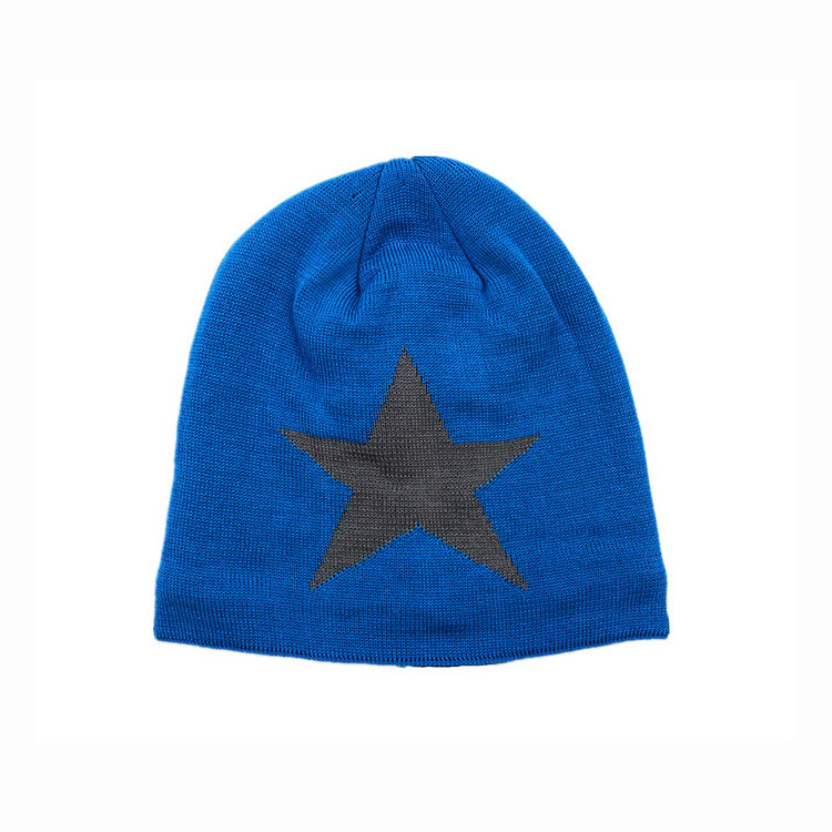 Wholesale Winter Warm Custom Logo Viscose Jacquard Knit Coral Fleece Lined Slouch Baggie Y2K Star Beanie Hat for Kids