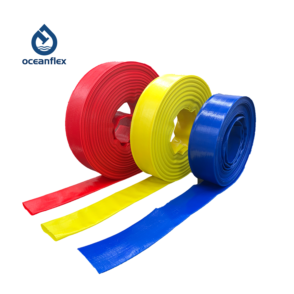 Yellow And Blue Color Pvc Heavy Duty Laflat Discharge Hose/Agriculture Lay Flat Water Supply Hose Pipe