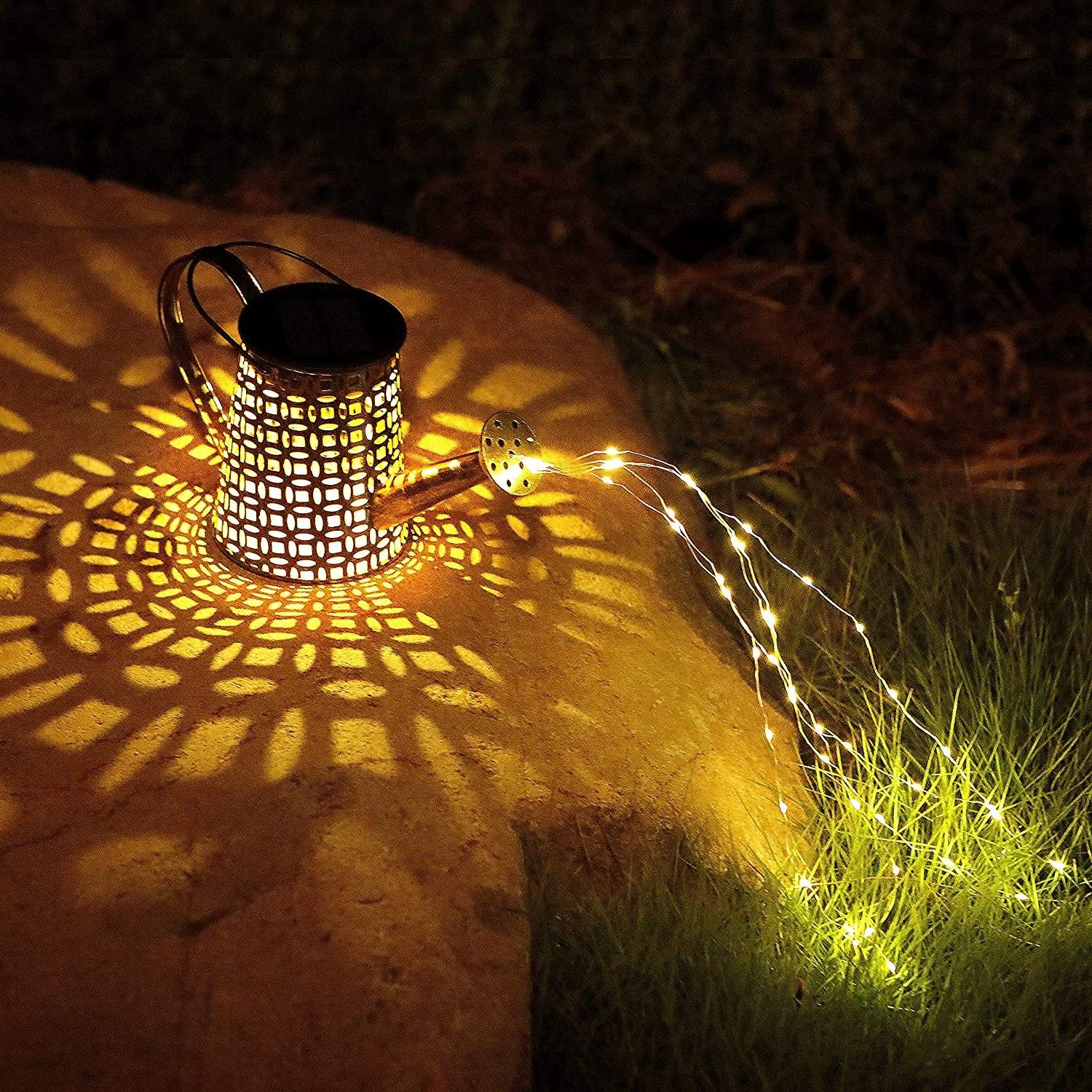 Solar Watering Can Lights Outdoor Garden Decoration Waterproof Waterfall Lights Gift for Mom Grandmom