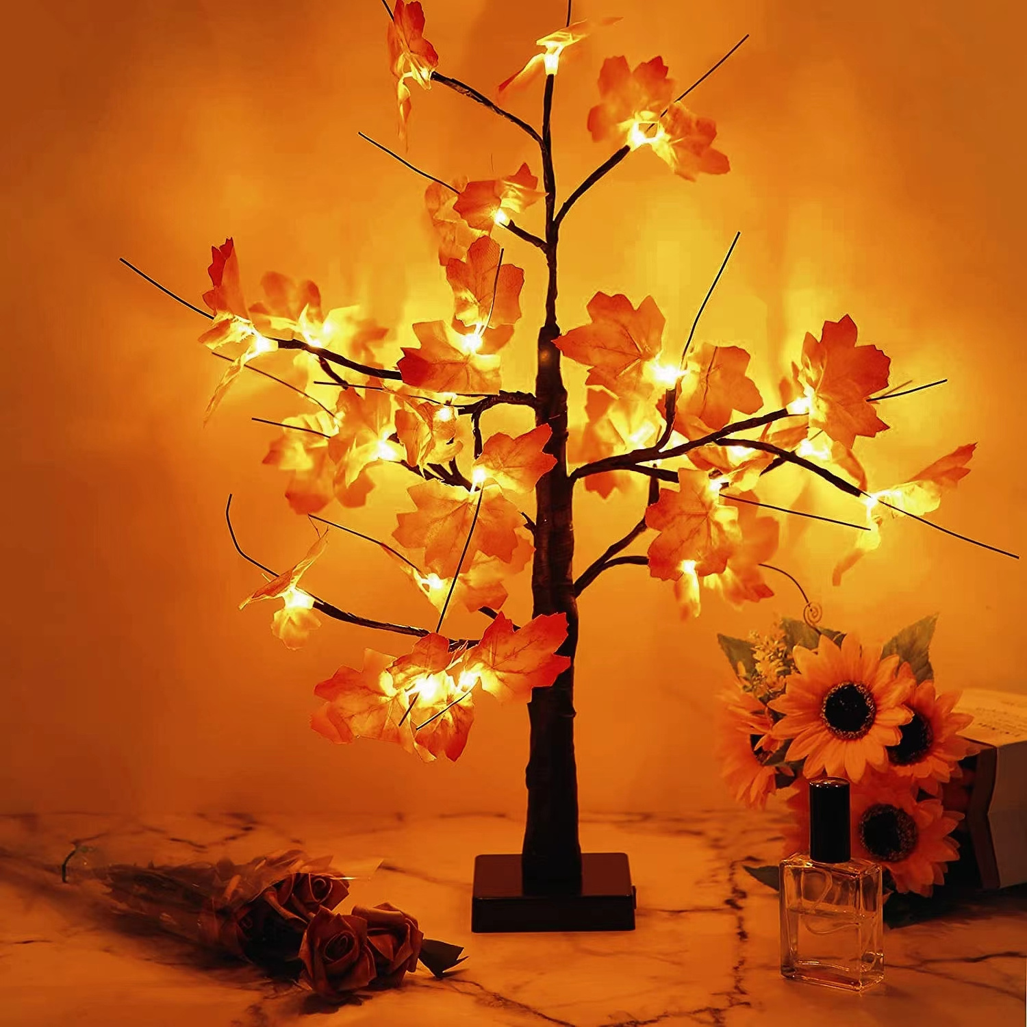 Maple Leaf Lights 24 LED Maple Leaf Autumn Home Bedroom LED Holiday Lights