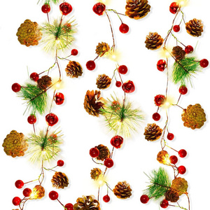 20 LED Christmas String Lights Pinecone Red Berry Bell Xmas Garland with Lights Battery Operated Fairy String Lights