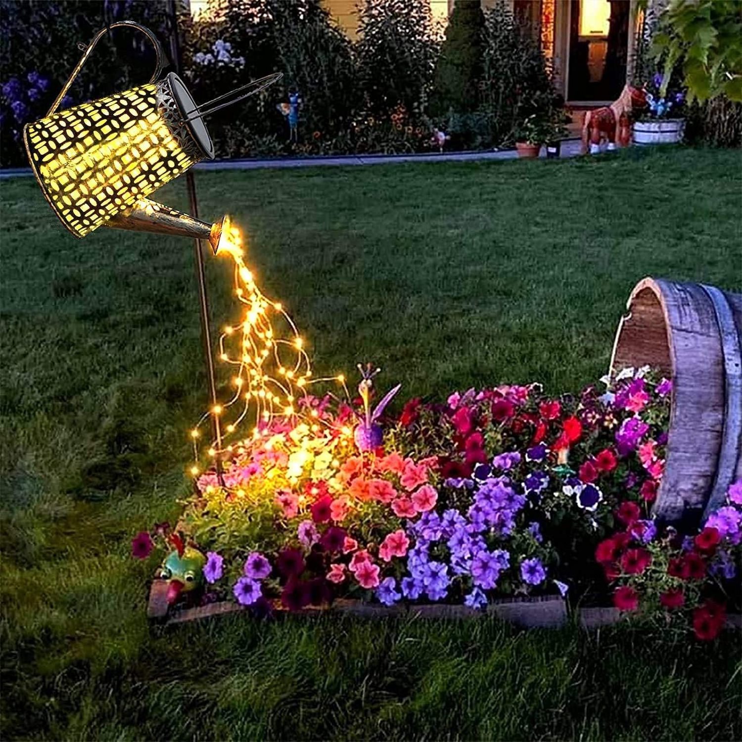 Solar Watering Can Lights Outdoor Garden Decoration Waterproof Waterfall Lights Gift for Mom Grandmom