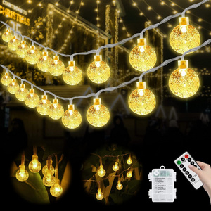 Battery Operated String Lights Outdoor Indoor 80LED Waterproof Crystal Mini Globe Fairy Lights Christmas Decorative