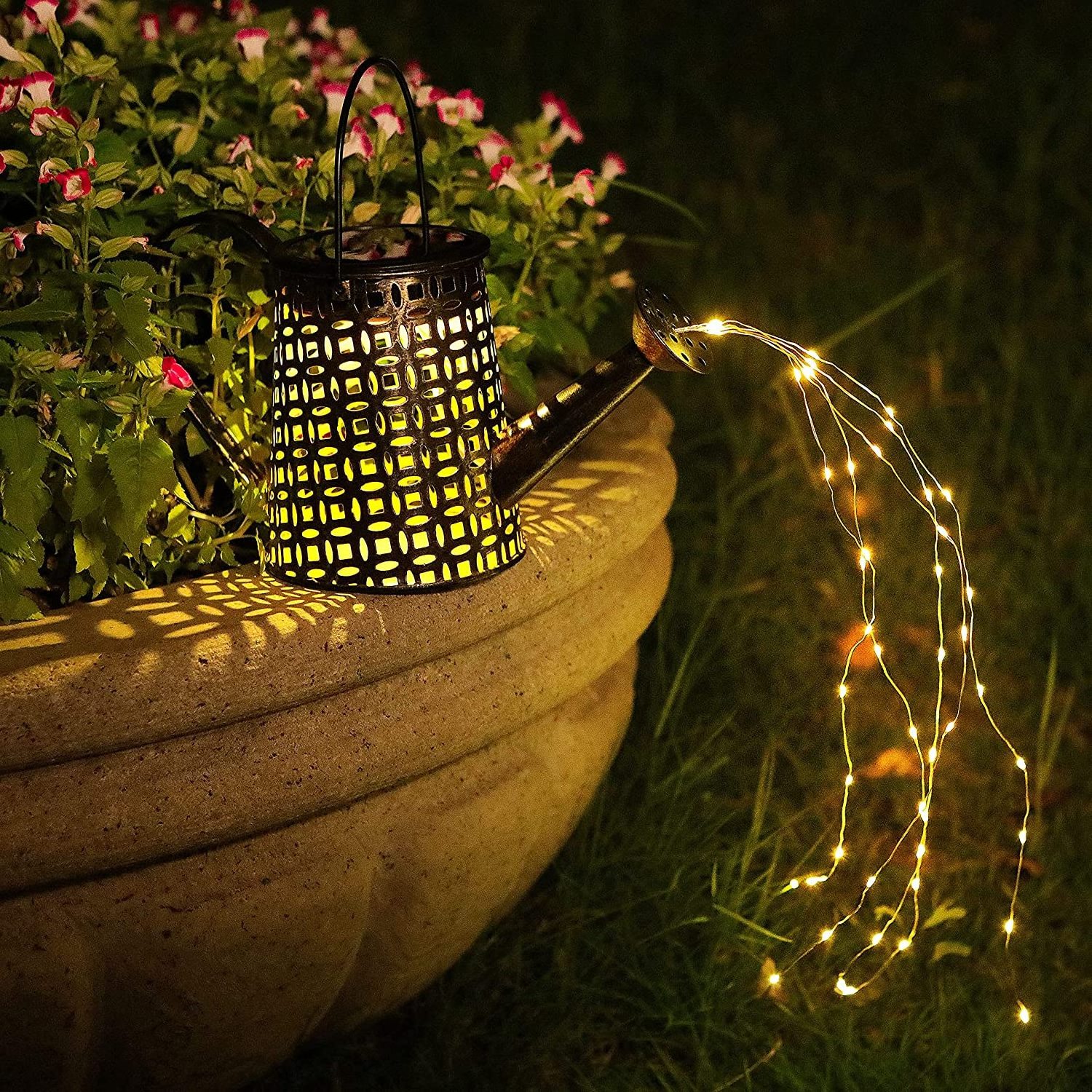 Solar Watering Can Lights Outdoor Garden Decoration Waterproof Waterfall Lights Gift for Mom Grandmom