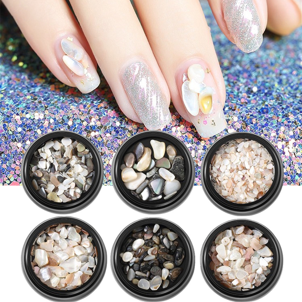 6 Boxes 3D Charm Natural Texture Abalone Shellfish Sea Shell Nail Art Decoration DIY Nail Art Crushed Shell Seashell Stone