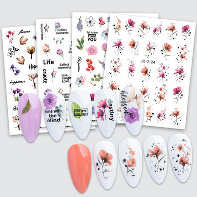 2023 Autumn  Blossom Exquisite Flower Decal Leaves Nail Design Butterfly Fall Floral Nail Art Stickers