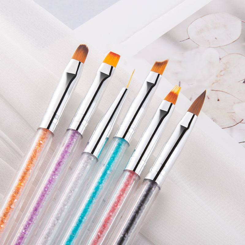 6pcs Double-ended Manicure Dotting Drill Tool Nail Painting Drawing Pens With Acrylic Handle Nail Art Liner Brushes