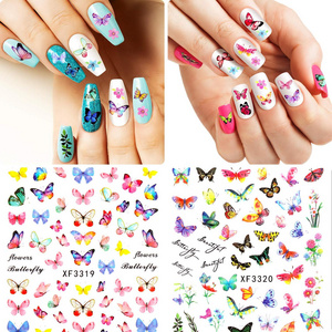 XF Series Colorful Butterfly Flower 3D Nails Art Stickers For Nail Decoration