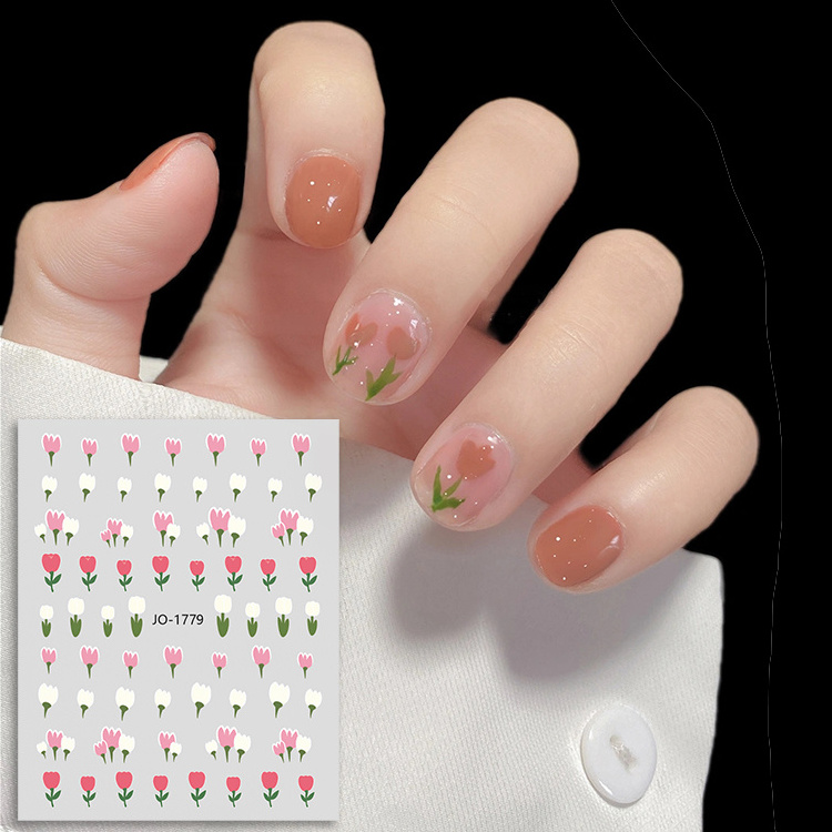 Nail Supply Summer Salon Small Daisy Decals Colorful Flowers Tulip Pattern Nail Tips Tattoo Art Stickers unas For Girls Manicure