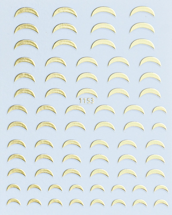 2022 New 3D Gold and White Decals for Nail Art Decoration Crescent Moon French Nail Stickers