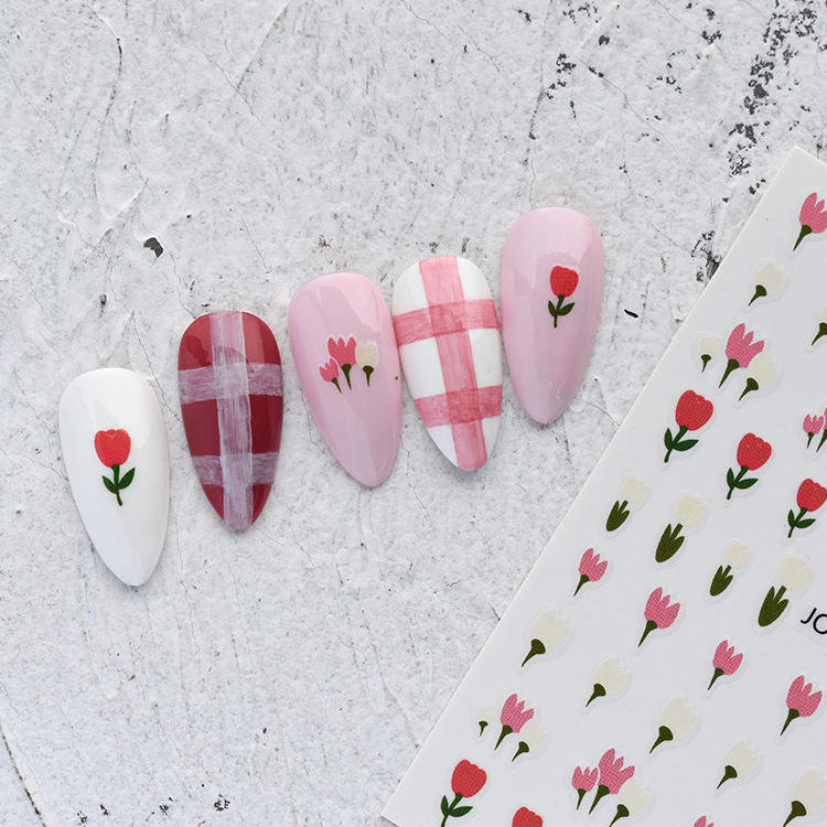 Nail Supply Summer Salon Small Daisy Decals Colorful Flowers Tulip Pattern Nail Tips Tattoo Art Stickers unas For Girls Manicure