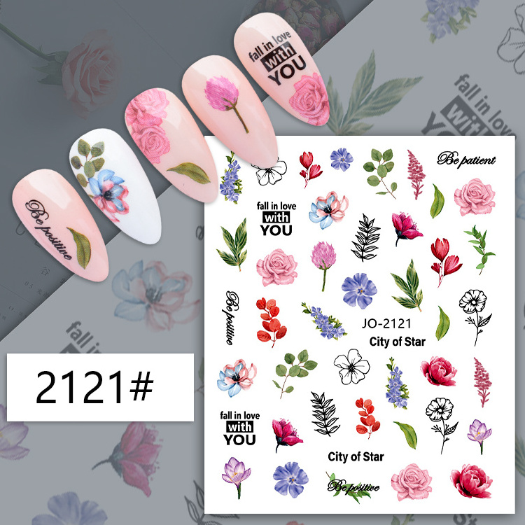 2023 Autumn  Blossom Exquisite Flower Decal Leaves Nail Design Butterfly Fall Floral Nail Art Stickers