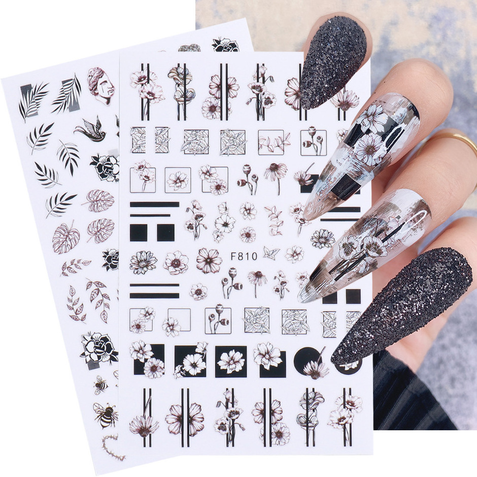 2023 F807-F820 Fall Winter 3D Self-Adhesive Seasonal Nail Art Decals Stickers for Autumn DIY Nail Decorations