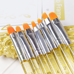 7 pcs UV Gel Acrylic Golden Crystal Design Builder Painting Nail Art Brush Pen Tool Set