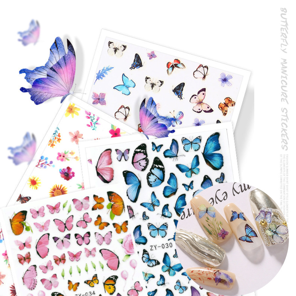 Fast Shipping 3D Nail Art Butterflies Stickers for Manicure Decoration Water Proof Self Adhesive Butterfly Nail Art Decals