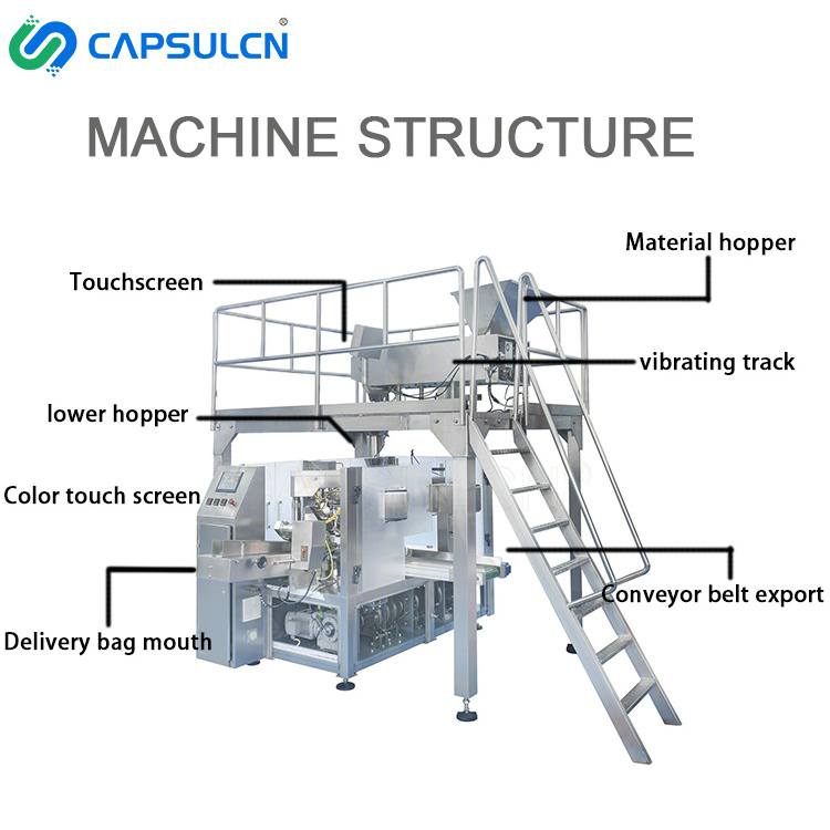 SF8-200C High Speed Fully Automatic Preformed Pouch Rotary Multi-Function Bag Solid Granular Packaging Machine