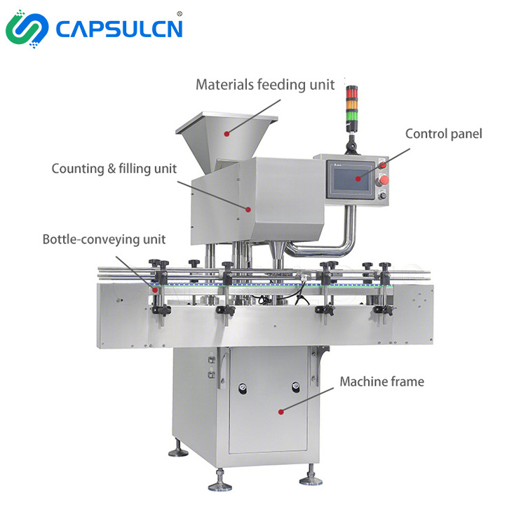 Automatic 8 Channel Intelligent Capsule Counter Electronic Vibrating Tablet Capsule Counting Bottling Machine