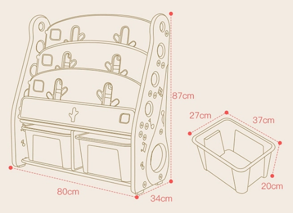 Popular Portable Plastic Kids Bookcase Book Toy Shelf, Children Bookshelf