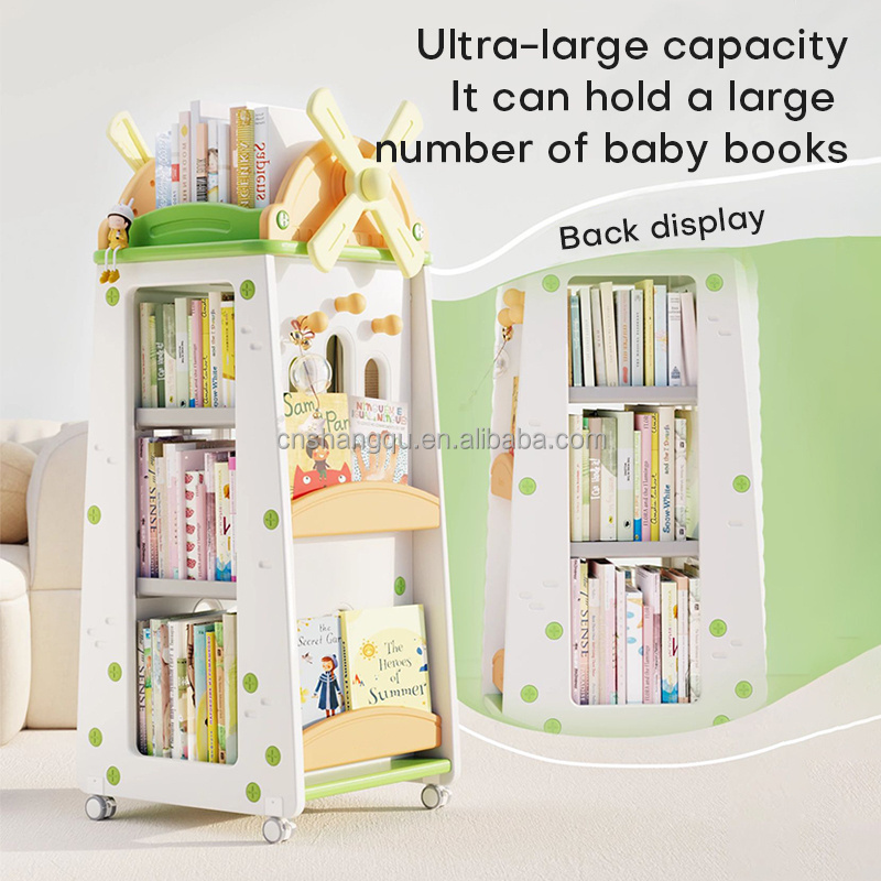 preschool home child cabinet plastic storage racks with wheels for kids room kids stuff book toy organizer and storage shelf