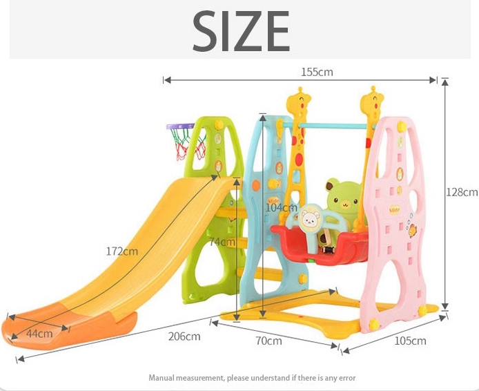 Factory Price Plastic Children Playground Indoor Slide And Swing For Kids