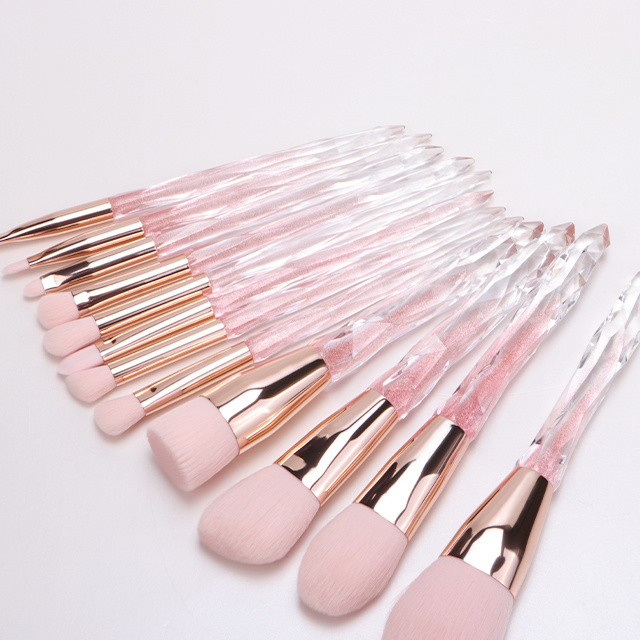 Hot High Quality 12pcs Make Up Brush Set Diamond Glitter Bling Makeup Brush Set Crystal Makeup Brushes With Bag