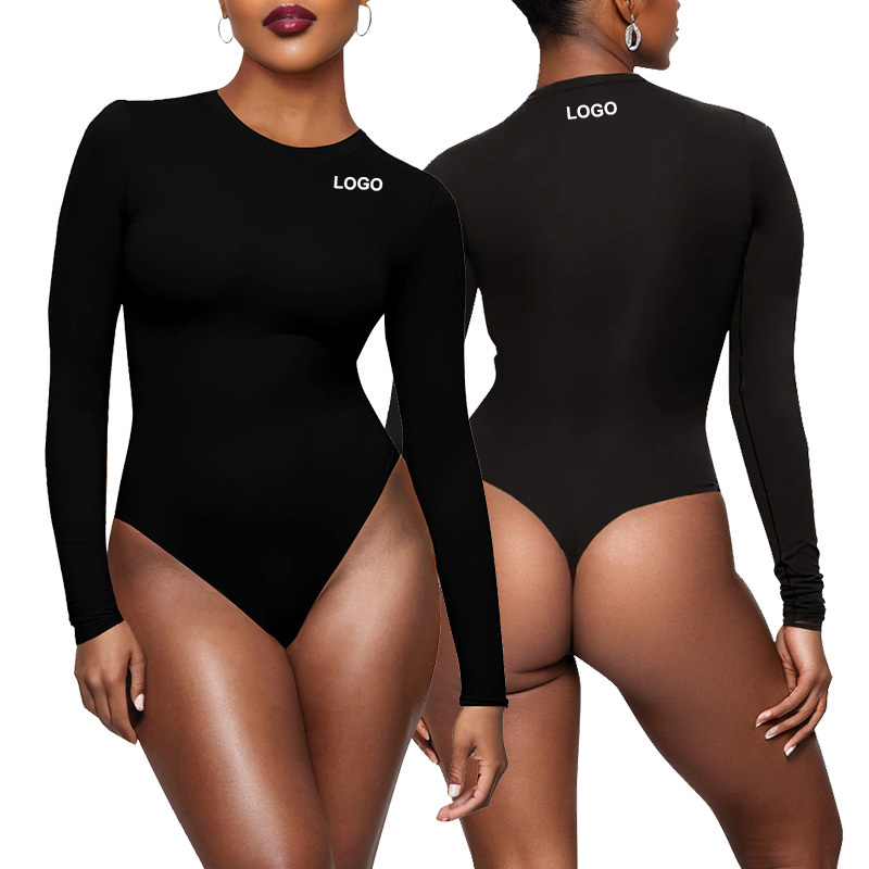 SK1201 Women's Long Sleeve Bodysuit Solid round Neck Design Tummy Control and Sexy Naked Feeling bodysuit